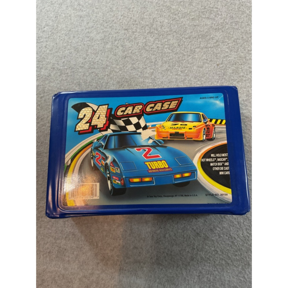 Vintage Tara Toy Corp 24 Car Case Blue Vinyl Hot Wheels Matchbox Storage 20150
